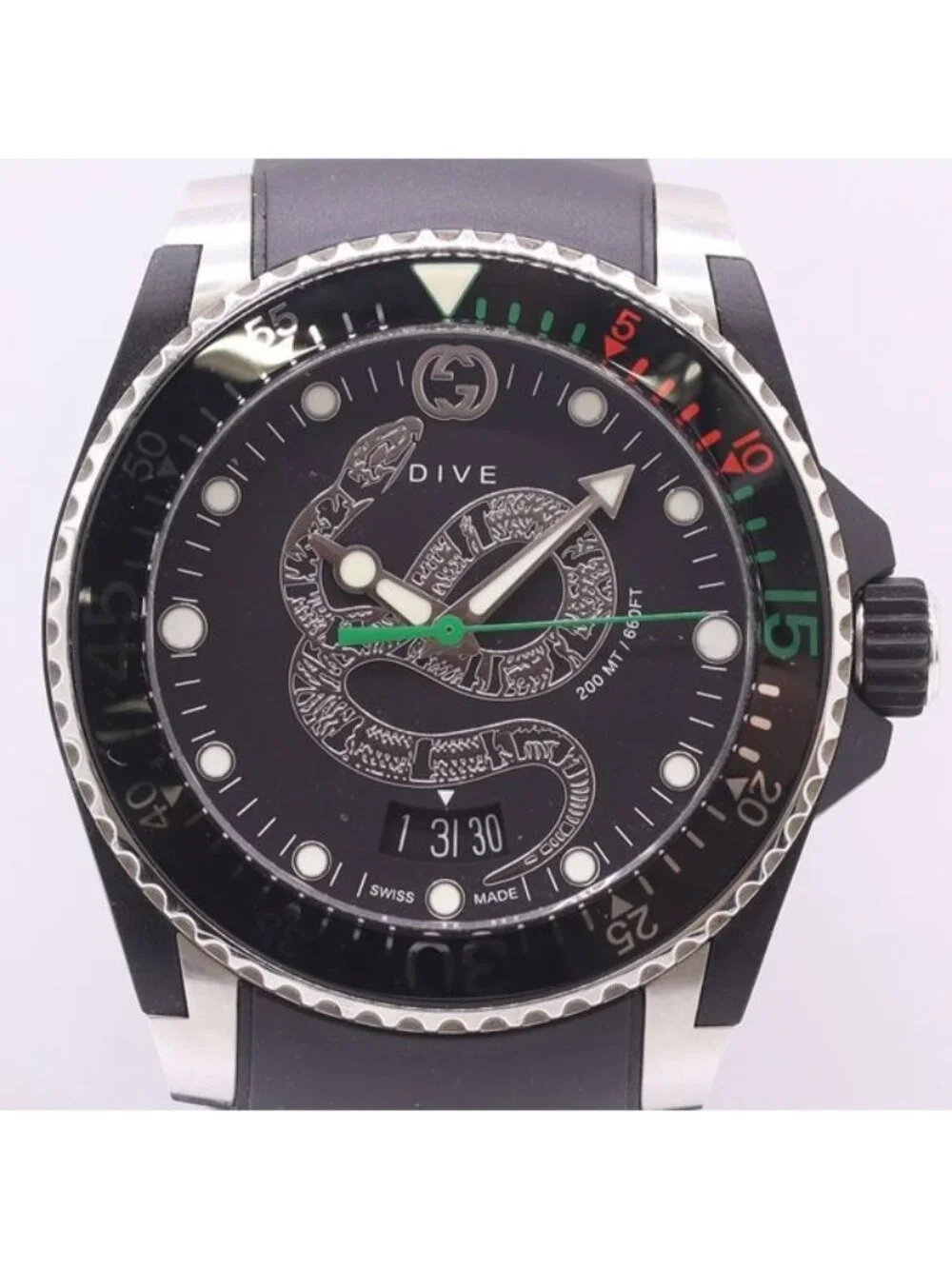 Gucci Dive Snake 136.3 Quartz Date Black Letter Watch